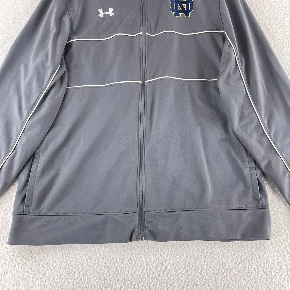Under‎ Armour Basketball Jacket Mens Large Gray Full Zip Long Sleeve Notre Dame